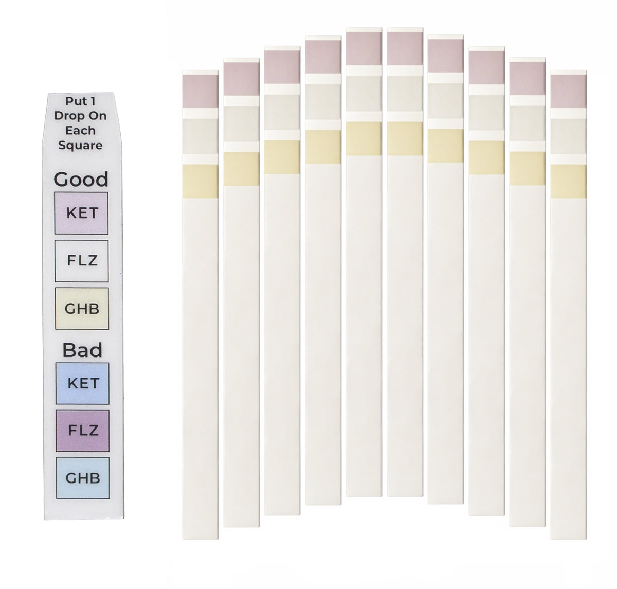 Spike Drink Test Strips (GHB, FLZ, BZO) 10 Drink Spiking Tests