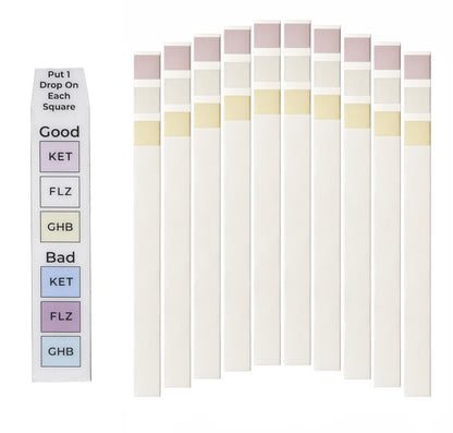 Spike Drink Test Strips (GHB, FLZ, BZO) 10 Drink Spiking Tests