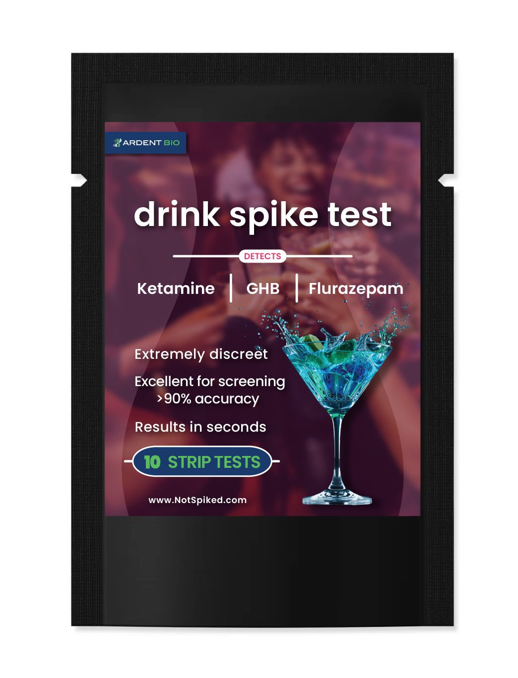 Spike Drink Test Strips (GHB, FLZ, BZO) 10 Drink Spiking Tests