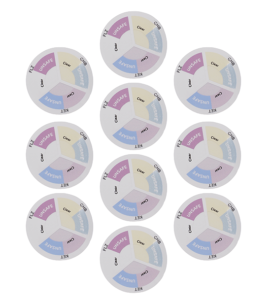Spike Drink Test Spots (GHB, FLZ, BZO) 10 Tests